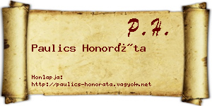Paulics Honoráta névjegykártya